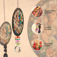 Attrape-soleil rond Art Déco en verre coloré avec gouttes de cristal, personnalisable avec logo OEM/ODM disponible en gros