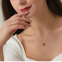 Collar de Oro de 18k al por Mayor con Cuentas Simples, Pequeñas Bolas Doradas, Bonito Colgante de Corazón, Acero Inoxidable de Titanio, Impermeable, para Adolescentes