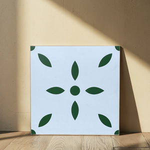 Mattonelle per pavimenti in porcellana color porcellanato piccolo stile floreale 300mm 300x mm bianco venato verde scuro - Product Image 1