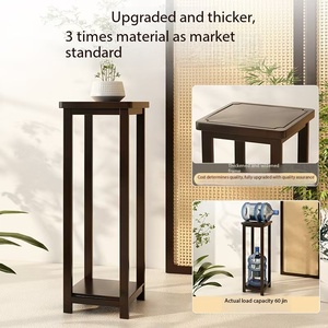 Support à plantes en <span class=keywords><strong>bois</strong></span> massif avec étagère, support moderne pour pots de fleurs pour salon, balcon, étagère de présentation de plantes robuste - Product Image 2