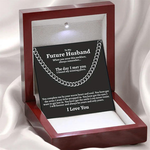 Tryme Gift <span class=keywords><strong>Hip</strong></span> <span class=keywords><strong>Hop</strong></span> Custom To My Son Collares de cadena de eslabones cubanos para hombre con tarjeta y caja para regalo de cumpleaños - Product Image 2