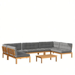 Conjunto de Sofá de Madera de Acacia Sólida para Exteriores con Cojines Grises, Muebles de Jardín de 6 Plazas, Diseño Contemporáneo - Product Image 1