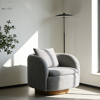 Gris fantaisie confortable loisirs plein salon siège unique canapé pivotant côté fauteuil Designer hôtel loisirs chaise pour salon