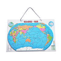 Autocollants magnétiques souples en PVC pour réfrigérateur, imperméables, à thème de dessin animé, pour l'apprentissage des enfants, avec puzzle du monde à sublimation de carte bleue