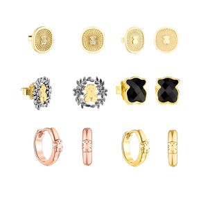 Pendientes de botón chapados en oro de alta calidad, superventas 2026, con forma de oso adorable y piedra natural brillante para aniversario - Product Image 2