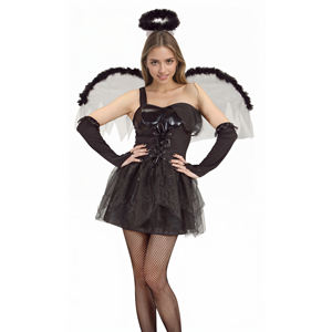 Costume d'Halloween <span class=keywords><strong>Diable</strong></span> Foncé pour Adulte, Robe Rouge Noire avec Ailes et Cornes, <span class=keywords><strong>Tenue</strong></span> <span class=keywords><strong>Sexy</strong></span> de Démon pour Femme, Fête, Cosplay - Product Image 1