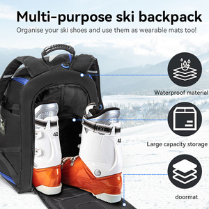 Mochila de Viaje Impermeable de Gran Capacidad (50L) para Botas de Esquí y Snowboard, con Compartimentos para Casco, Gafas y Ropa Exterior - Product Image 4