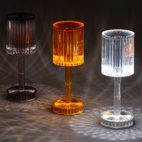 Lâmpada de mesa de cristal acrílico, recarregável, usb, led, bar, hotel, restaurante, romântico, iluminação de cabeceira