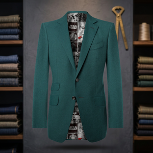 Men's Single Breasted Woolen Blazer Jacket Breathable Business <b>Suit</b> Handmade Custom Tailored V-neck Pleated Front <b>Button</b> Fly - Product Image 2
