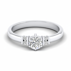 REYES CVD HPHT Anillo de compromiso de diamante cultivado en laboratorio Personalizado 14K Oro sólido Corte redondo 0,56 quilates Diamante Anillos de promesa de boda - Product Image 1