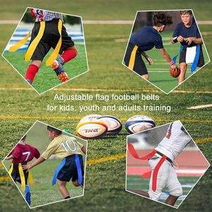 Ensemble de ceintures de flag football ajustables à scratch avec 3 drapeaux par ceinture pour des jeux sans contact sécurisés - Product Image 6