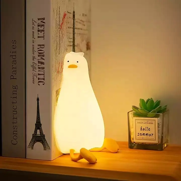 New lying flat duck silicone night light charging children sleeping lamp bedside patted atmosphere lamp, best gift