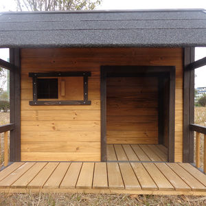 คอกสุนัขไม้กลางแจ้งขนาดใหญ่ทำความสะอาดง่ายกันน้ำเป็นมิตรกับสิ่งแวดล้อมทุกฤดูกาลมีลายต้นสนจีน - Product Image 4