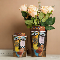 Juego de Macetas con Diseño Cubista, Regalo Ideal, Florero Abstracto con Forma de Cabeza, Maceta Colorida para Entusiastas del Arte, Decoración Moderna para el Hogar