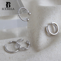 Boucles d'oreilles clipsables ICEBELA en argent sterling S925, double couche torsadée, style simple, pour filles