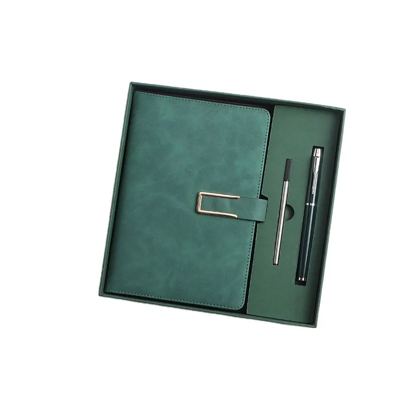 Factory price new design Hardcover A5 PU Leather Diary embossed leather planner Journal Notebook with pen in gift pen