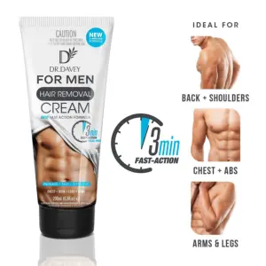 DR.DAVEY Painless Hair Removal For Men Soothing Depilatory Cream For Unwanted Coarse Male Body Hair