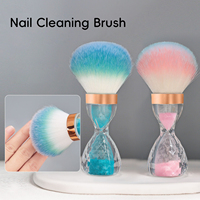 Brosse à cheveux et à ongles multifonctionnelle en nylon, design sablier en cristal transparent, manche à facettes, virole or rose, avec boîte
