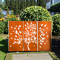 Paneles de Cercado de Acero Corten Cortados con Láser, Estilo Moderno Australiano, Biombos Decorativos para Exteriores, Separadores de Jardín de Acero Rústico