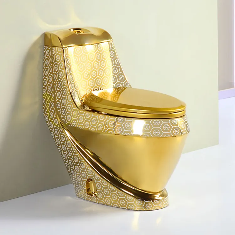 Venta al por mayor chapado en oro de artículos sanitarios Wc Correa 250mm una pieza cerámica de Color oro Baño