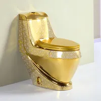 الجملة الذهبي مطلي الأدوات الصحية مرحاض حزام 250 مللي متر قطعة واحدة السيراميك لون الذهب المرحاض