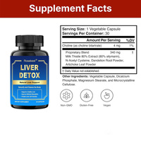 Complément en capsules pour le soutien de la détoxification et la purification du foie, végétalien, naturel, marque privée OEM, avec Chardon-Marie, NAC, Pissenlit et Artichaut