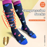 Chaussettes de compression sportives respirantes personnalisées Elite haute performance bleues 15-20 mmHg 20-30 mmHg pour la course à pied