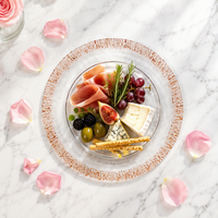 Assiettes à dîner en verre transparent à texture craquelée dorée en gros pour une décoration de table luxueuse. Convient pour les événements et les mariages
