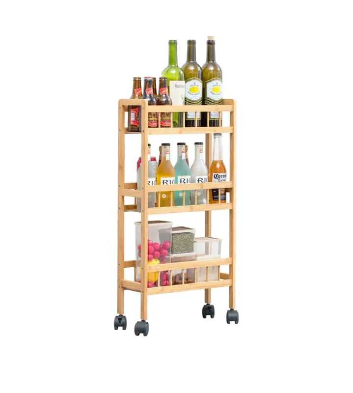 Customized Grid Basket 3 Tier Rolling Utility Cart Storage Cart with Handle and Lockable Wheels for Kitchen