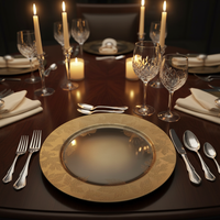 Hochwertiger 13-Zoll Luxus PP-Kunststoff Platzteller, Maßgefertigter Goldener Platzteller für Hochzeiten, Geburtstage, Dinner und Gehobene Hotels
