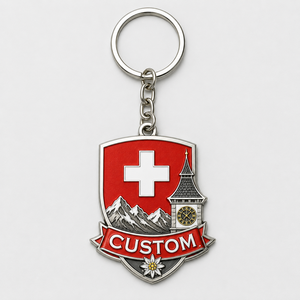 Porte-clés personnalisés en gros de haute qualité, design <span class=keywords><strong>Alpes</strong></span> <span class=keywords><strong>Suisse</strong></span>, avec montre et points de repère, souvenir de voyage - Product Image 3