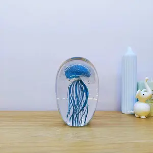 创意水母手工穆拉诺玻璃球波浪球镇纸摆件小礼品艺术家系列水晶玻璃摆件