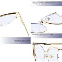 91258 Lunettes anti-lumière bleue œil de chat bicolores pour femme avec charnière à ressort et branches tendance