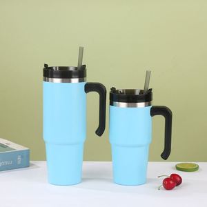 Gobelet isotherme de voyage pour voiture 20oz 30oz, tasse à double paroi avec couvercle et paille antidérapante pour les trajets quotidiens - Product Image 2