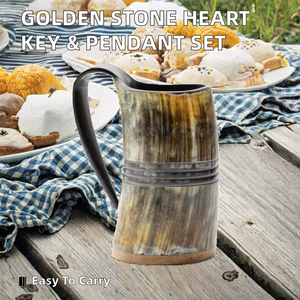 Ensemble de collier pendentif en forme de cœur en corne de buffle dorée écologique en gros, clé de cœur, serrure de couple, cadeau de mariage - Product Image 2