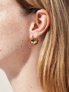 Boucles <span class=keywords><strong>d</strong></span>'oreilles en acier inoxydable 316 plaqué or de luxe, lisses, en forme de <span class=keywords><strong>globe</strong></span> stéréoscopique, pour femmes - Product Image 2