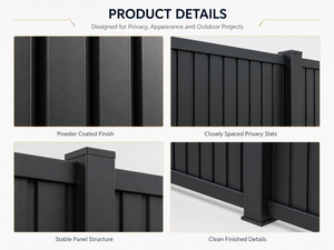Pannelli per Recinzione Privacy in Alluminio Nero Resistente, Verniciati a Polvere per Villa, Cortile, Terrazza, <span class=keywords><strong>Giardino</strong></span>, Protezione Antiruggine 10 Anni B2B - Product Image 4