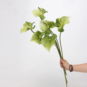 Fleur artificielle imperméable écologique en PU, aspect réaliste, rouge et verte, palmier, pour la maison, intérieur/extérieur, fête des pères, Halloween - Product Image 4