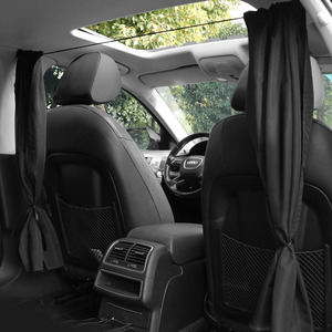 Cortina divisoria para interior de coche, hilo de primavera de tejido denso negro para filas delanteras y traseras, cortina de privacidad para parasol - Product Image 2