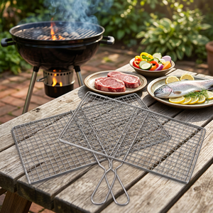 Portable Anti Scald <strong>Grilled</strong> Fish Clip Reusable Barbecue Fish Grill Net Home Kitchen Outdoor Grill Cooking Fish Meat <strong>Vegetables</strong> - Product Image 1