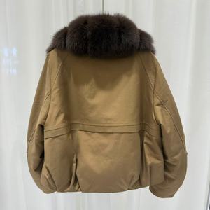 Giacca Invernale Corta da <span class=keywords><strong>Donna</strong></span>, <span class=keywords><strong>Impermeabile</strong></span>, Spessa, con Pelliccia di Volpe Importata - Product Image 4