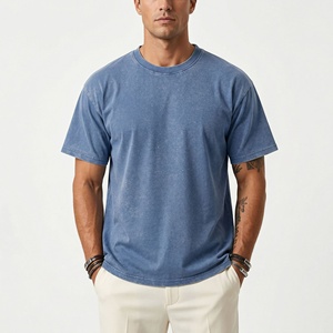 Camiseta de algodón puro de manga corta para <span class=keywords><strong>hombre</strong></span>, estilo americano, holgada, transpirable, vintage, lavada y desgastada, 200G, venta al por mayor transfronteriza - Product Image 5