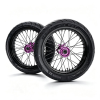 Ensemble de roues KYZ Supermoto 17 pouces à 36 rayons, pneus avant/arrière, moyeu violet, chambre à air, pour moto électrique tout-terrain Ultra Bee 2026