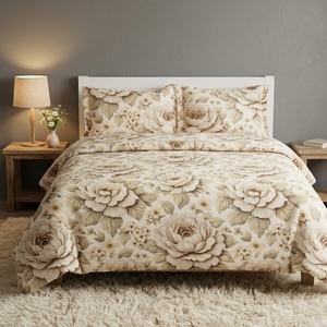 Set di Biancheria da Letto Estiva in Microfibra con Motivo Floreale Girasole, Leggero e Traspirante, Copriletto Stampato 3D a Ultrasuoni, Morbido - Product Image 3