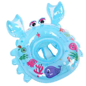 Hot 2022 Justware wholesale ECO-PVC blue swimming crab swim ring inflatable baby seat float boat with handles