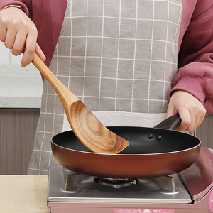Espátula de madera antiadherente Yimu Yijiang, juego de espátula y cuchara de teca de mango largo estilo coreano (espátula y cuchara de cocina engrosadas) - Product Image 1