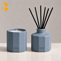 FUBEI LIVING Bougie parfumée mate à facettes décagonales vert sauge, cadeau de mariage, aromathérapie, spa, ensemble diffuseur à bâtonnets en céramique