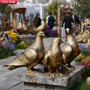 YOUFINE Statue <span class=keywords><strong>de</strong></span> <span class=keywords><strong>Colombe</strong></span> <span class=keywords><strong>de</strong></span> <span class=keywords><strong>la</strong></span> Paix en Bronze Poli, Sculpture <span class=keywords><strong>d</strong></span>'Oiseau Pigeon aux Ailes Étendues, Art Moderne <span class=keywords><strong>d</strong></span>'Extérieur pour Jardin Commémoratif - Product Image 5