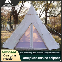 5m geniş iki yatak odası dört sezon aile kamp Glamping Teepee isıtma çadır 8 kişi açık pamuk tuval soba boru deliği