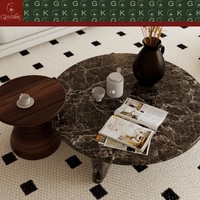 Table basse en marbre Emperador foncé avec veines brun doré, style moderne, pour salon, hall d'hôtel, fabrication OEM ODM directe d'usine GOLDKING
